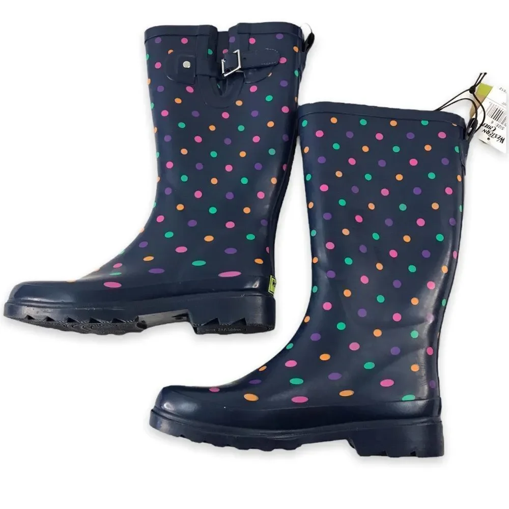 Western Chief Womens‎ Simple Dot Navy Rain boots